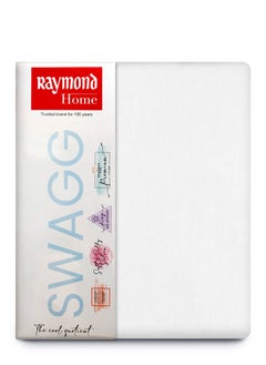 Raymond Raymond Home King Flat Sheet Bedsheet 210 Thread Count Luxurious Mercerized 100% Cotton Bedding Solid Bed Linen with 2 Pillow Case - White (2.24M x 2.54  M)  - Image 5