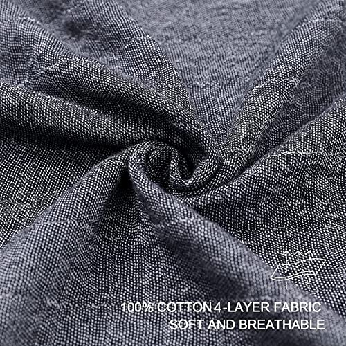 SE SOFTEXLY Cotton Muslin Throw Blanket for Adults,Breathable 4-Layer Yarn Dyed Linen Texture Gauze Blanket for Bed Sofa Couch,Super Soft Light Weight Blanket for All Season（50"x60",Dark Blue） - Image 3
