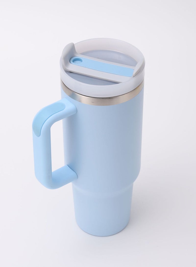 جيوان الفولاذ المقاوم للصدأ فراغ مزدوج كأس الماء الساخن ، مع مقبض غطاء القش ، يمكن أن تجعل المشروبات المبردة 24 ساعة غسالة صحون آمنة 1200 مل الأزرق - Image 1