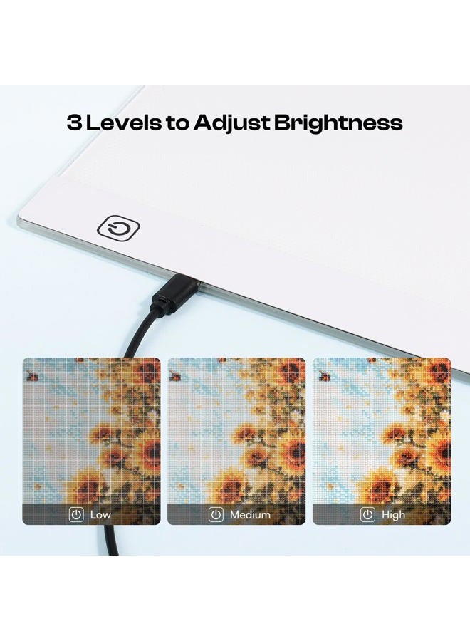 Caydo 31 PCS All Inclusive Diamond Art Accessories Kit, A3 LED Light Pad Set with Sealer, Storage Case, Pens, Roller, Stand and Clips - Image 3