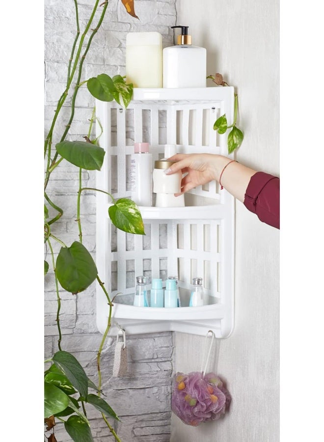 ORGANiZERS Bath Rack Organizer 3 Tier Corner Bath Rack, White, Or-8123 - Image 2