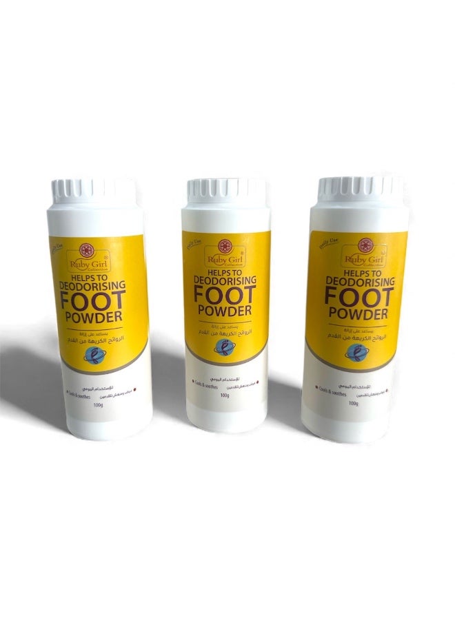 بودرة إزالة روائح القدمين روبي جيرل، وزن 100 غرام، 3 عبوات
