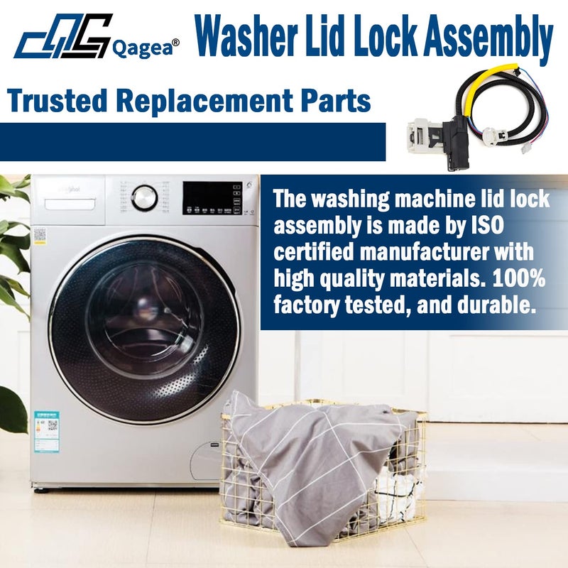 Qagea Washer Lid Lock Assembly (3-Wire) W11307244 W10682535 Fit For Whirlpool Maytag Amana Kenmore Washing Machine Door Latch Assembly Replaces W10838613 W10838613Vp W11253733 Ps12704713 W10682535 - Image 5