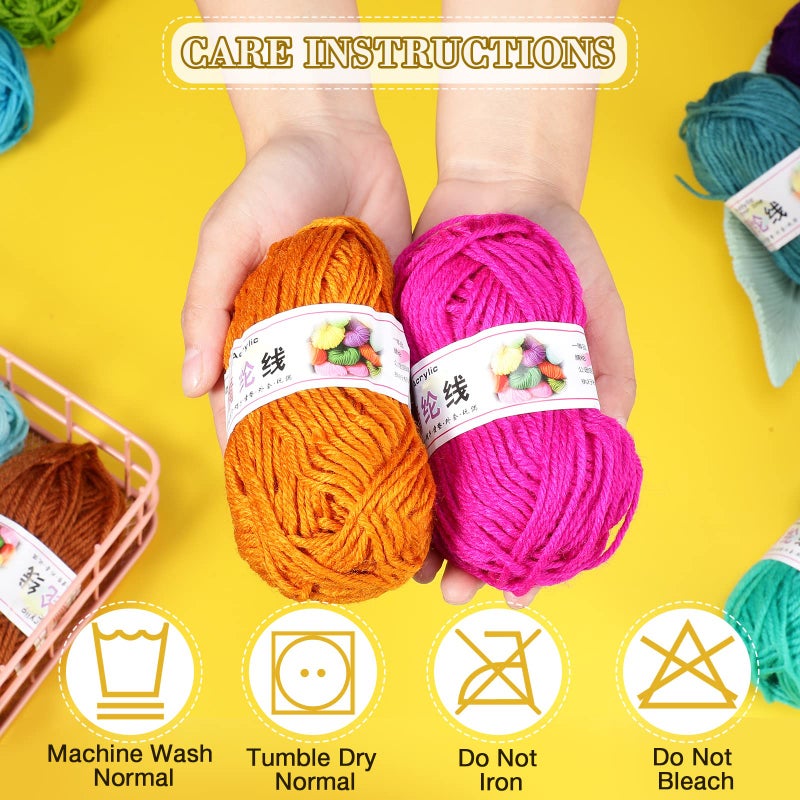 Timtin 66 Rolls Yarn Bulk for Knitting Assorted Colors Crochet Yarn Multipack 2887 Yards Knitting Acrylic Thread Mini Soft Cord Bundle Cord Skeins for Hand Weaving Craft Project Beginner Kit - Image 3