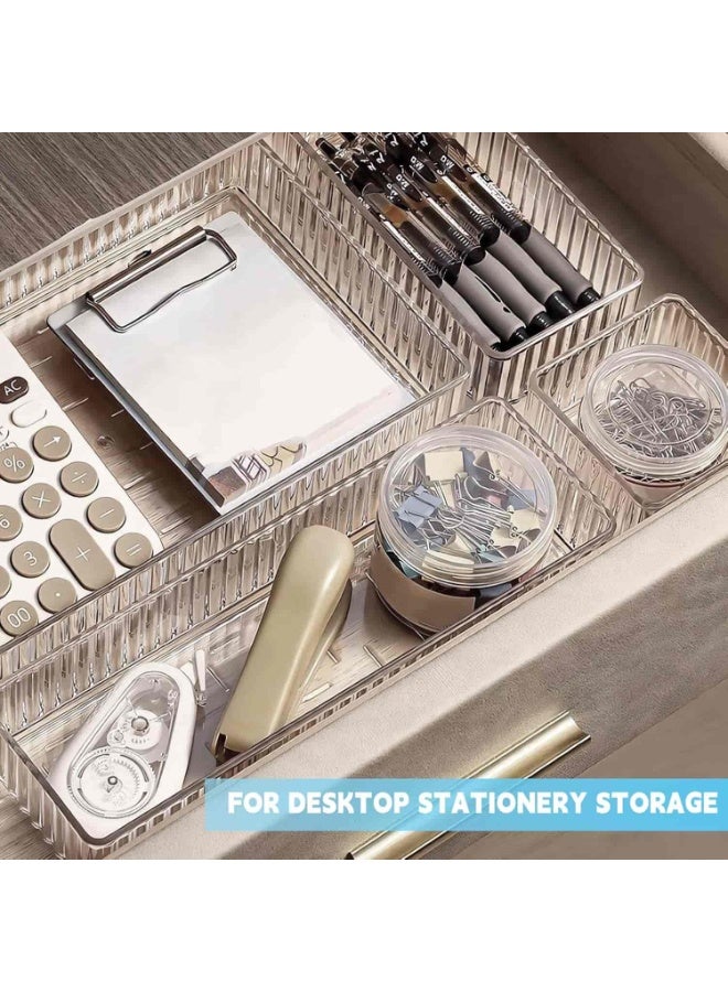 ميتوي 10 PCS Jewelry Clear Drawer Organizers Bins, 4-Size Stackable Makeup Drawer Organizer Trays - Image 3