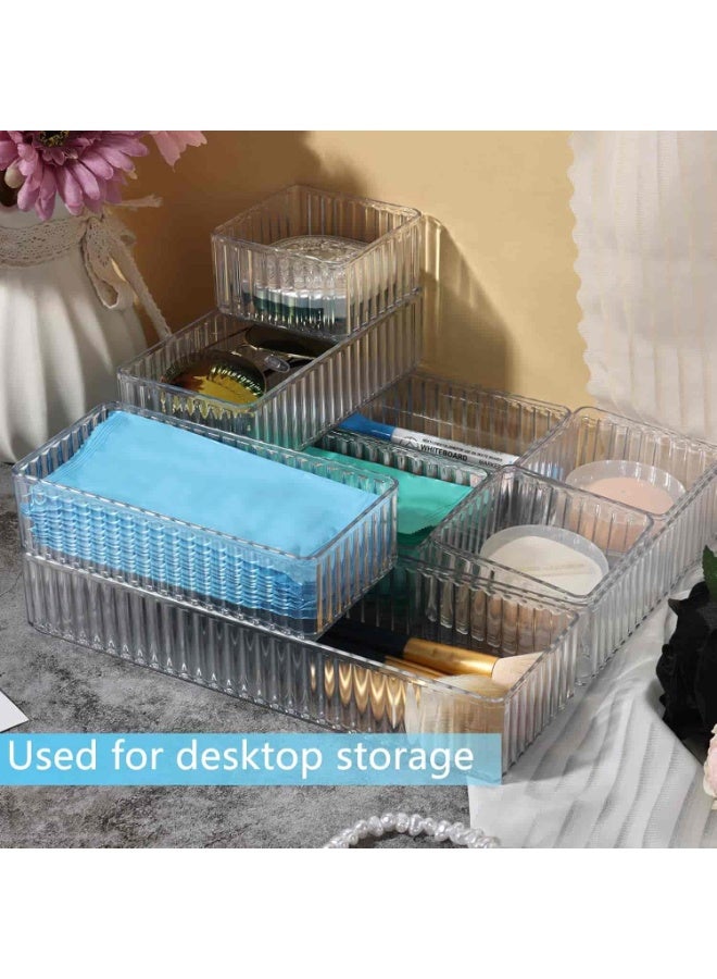 ميتوي 10 PCS Jewelry Clear Drawer Organizers Bins, 4-Size Stackable Makeup Drawer Organizer Trays - Image 5