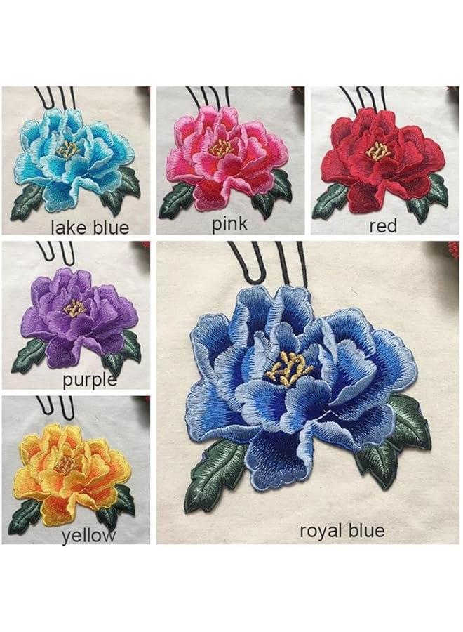 Pink Embroidered Patches,Peony Floral Patches, Embroidered Flower Appliques, Sew on Patch Applique for DIY Clothing, Jeans,Sewing,Appliques, Trim and Embellishments - Image 2