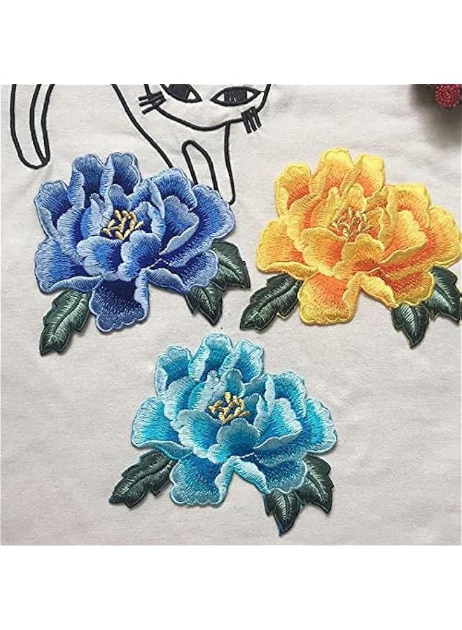 Pink Embroidered Patches,Peony Floral Patches, Embroidered Flower Appliques, Sew on Patch Applique for DIY Clothing, Jeans,Sewing,Appliques, Trim and Embellishments - Image 4