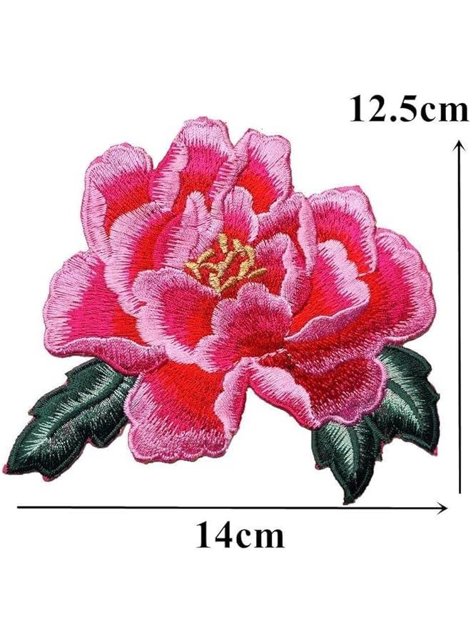 Pink Embroidered Patches,Peony Floral Patches, Embroidered Flower Appliques, Sew on Patch Applique for DIY Clothing, Jeans,Sewing,Appliques, Trim and Embellishments - Image 3