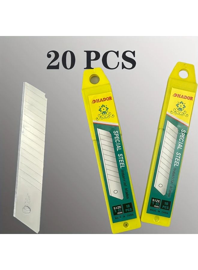 2 Boxes Of 20pcs Snap Off Blades High Carbon Steel Utility Knife Blades Silver - Image 1
