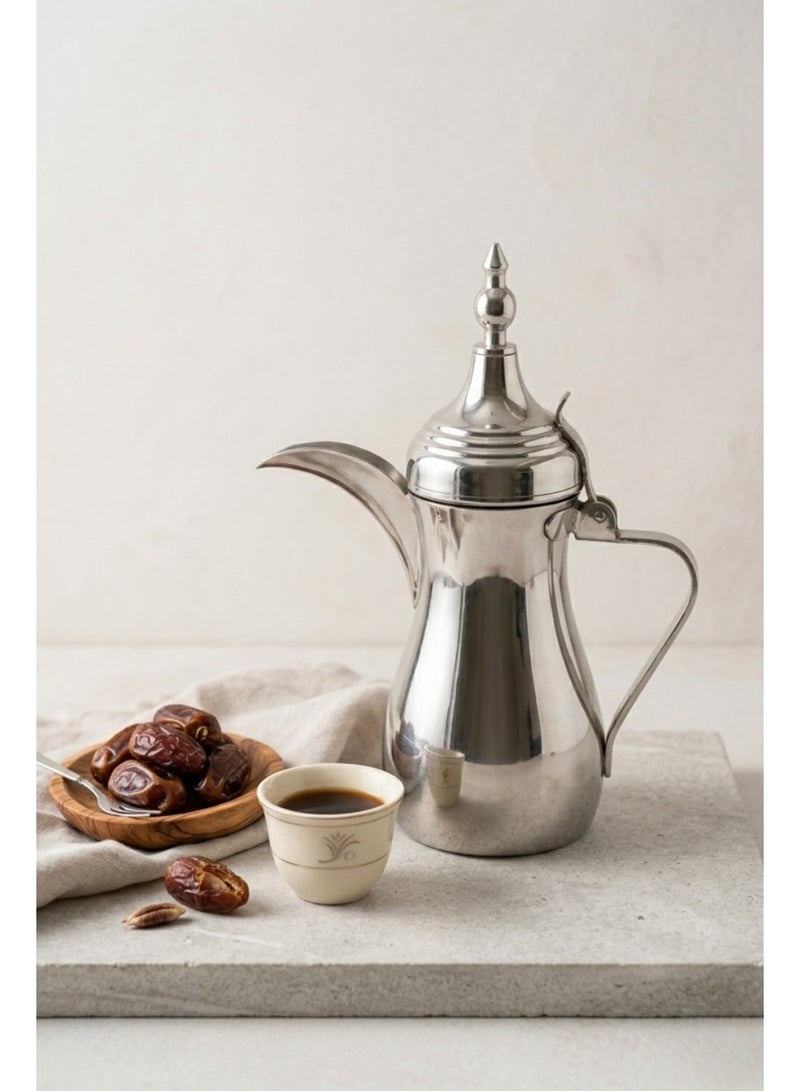 Arabic Dallah Coffee Pot Set 3 Pieces — Silver Stainless Steel — Large Medium Small — Majlis Gift - Image 4