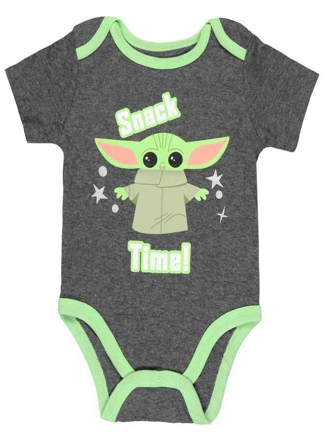 Happy Threads Star Wars Infant Baby The Mandalorian Snack Time Grogu Baby Yoda One Piece Romper 3 Pack (18 Months) Grey - Image 3