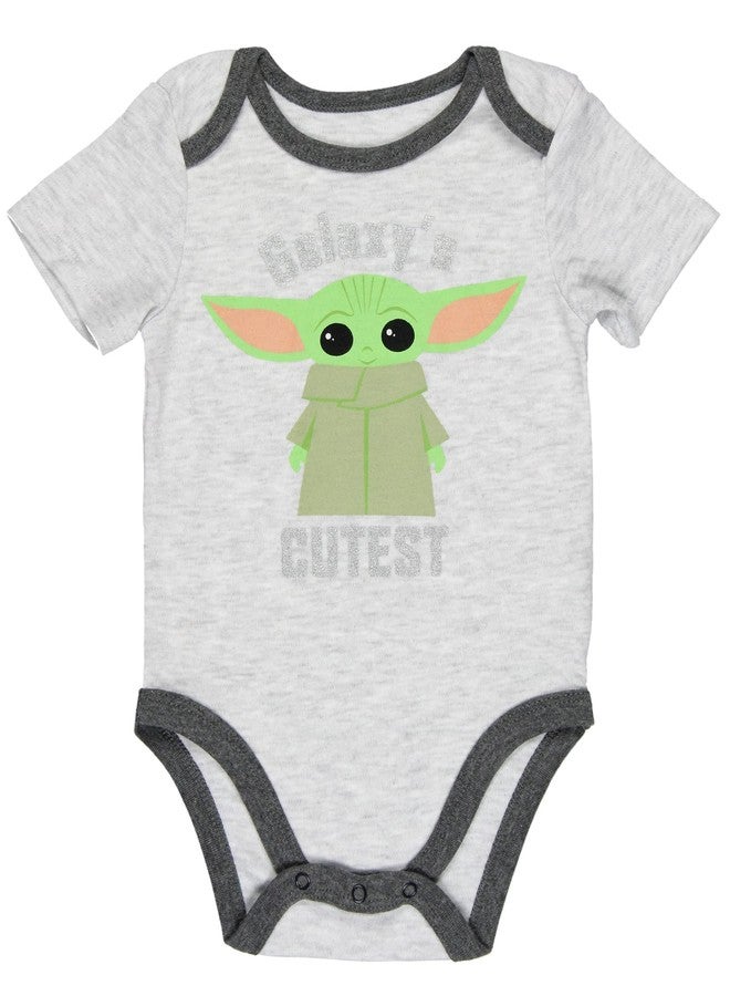 Happy Threads Star Wars Infant Baby The Mandalorian Snack Time Grogu Baby Yoda One Piece Romper 3 Pack (18 Months) Grey - Image 2