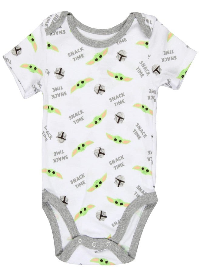 Happy Threads Star Wars Infant Baby The Mandalorian Snack Time Grogu Baby Yoda One Piece Romper 3 Pack (18 Months) Grey - Image 4