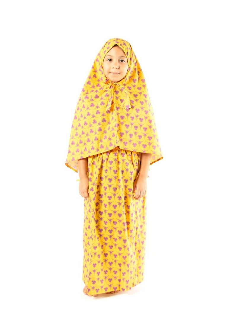 Manasek Scarf & Prayer Dress (Yellow) - 10-12 Years