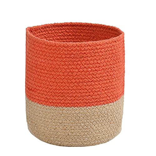 LaVichitra Braided Cotton Baskets | Planter Basket- Set of 2 (6 Inch), Orange - Image 4