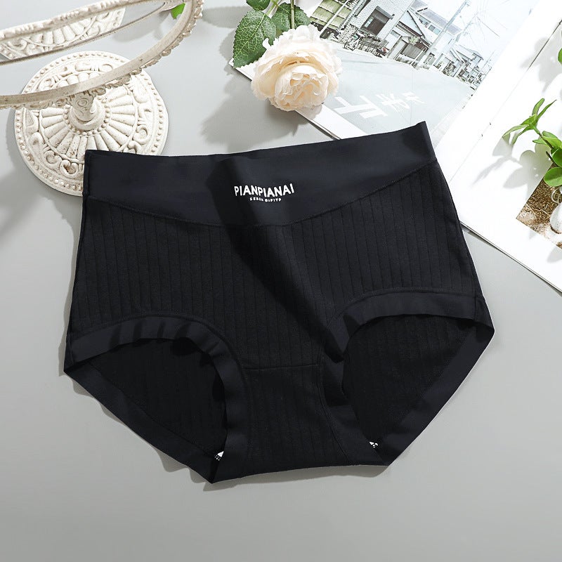 New SimplePlus Size High-Waisted Pure Cotton Underpants For Women Comfortable Stretchy Midship Briefs Female Intimates Black  - Image 1