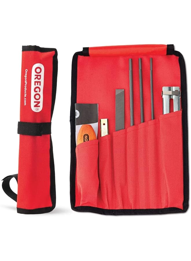Oregon Universal Chainsaw Field Sharpening Kit Includes 5 32 Inch 3 16 Inch And 7 32 Inch Round Files 6 Inch Flat File Handle Filing Guide And Travel Pouch 617067  - Image 1