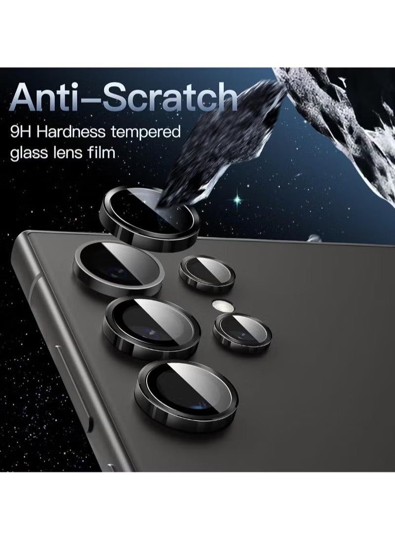 UMIXPRO Camera Lens Protector for Samsung Galaxy S24 Ultra 9H Tempered Glass Metal Individual Ring Cover Easy Installation Tray HD Clear 1 Set Black - Image 4