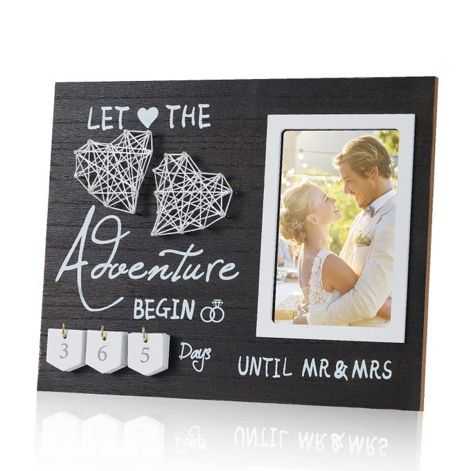 ENGAGEMENT GIFTS FOR COUPLE WEDDING COUNTDOWN ENGAGED PICTURE FRAME NEWLY ENGAGED COUPLE VALENTINES DAY ENGAGEMENT GIFT FOR HER BRIDE TO BE GIFTS FIANCE GIFT