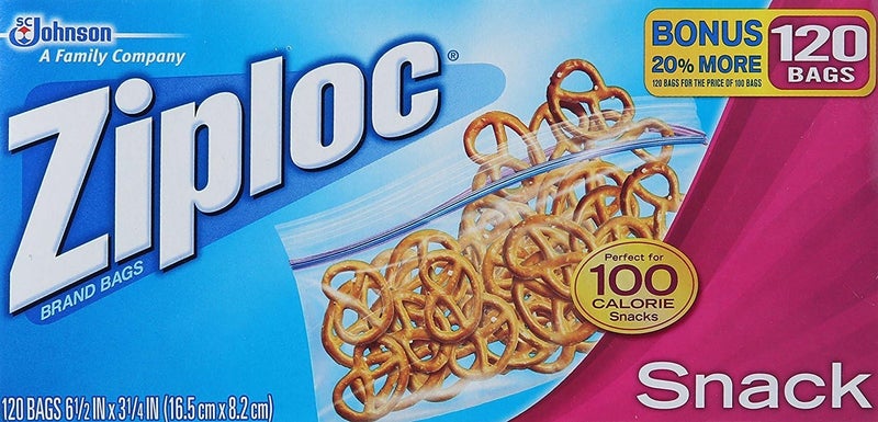Ziploc Snack Bags, 120 Count, 6.5 x 3.25 Inches, Reusable Food Storage Bags