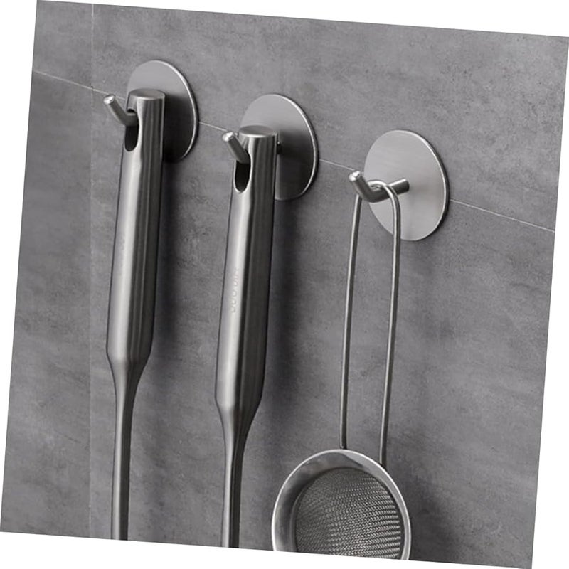 Stainless Steel Adhesive Wall Hooks No Drill Mounting for Bathroom Home Storage - Image 2