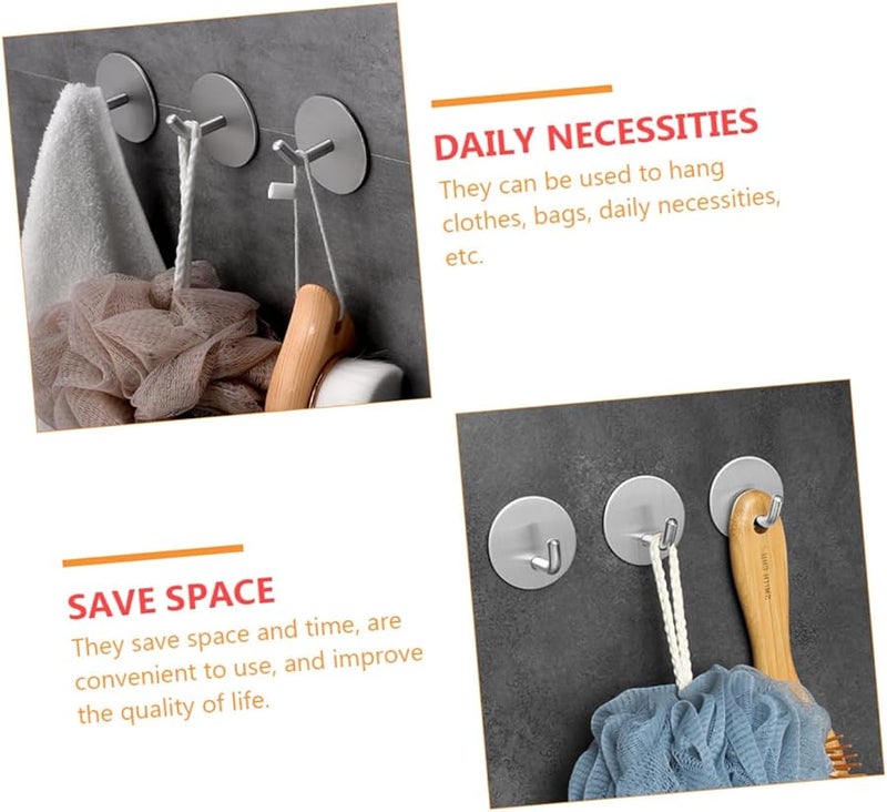 Stainless Steel Adhesive Wall Hooks No Drill Mounting for Bathroom Home Storage - Image 4