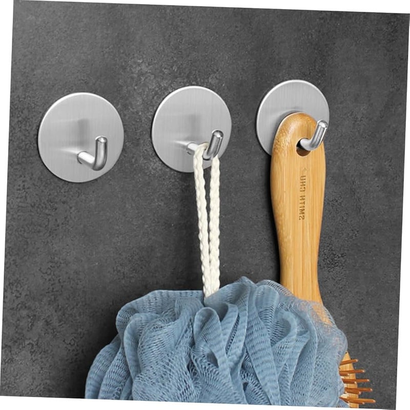 Stainless Steel Adhesive Wall Hooks No Drill Mounting for Bathroom Home Storage - Image 3