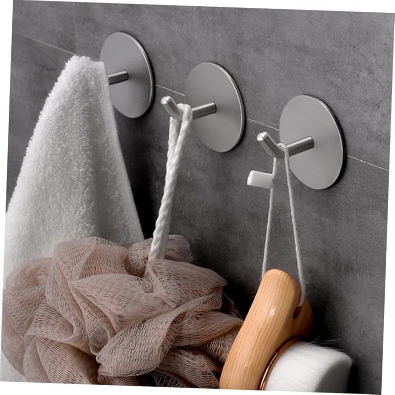 Stainless Steel Adhesive Wall Hooks No Drill Mounting for Bathroom Home Storage - Image 5