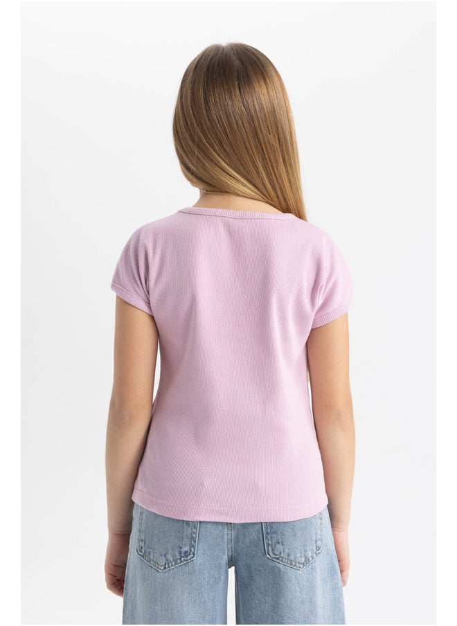 DeFacto - Girl Slim Fit Crew Neck Knitted Short Sleeve Body - Image 1