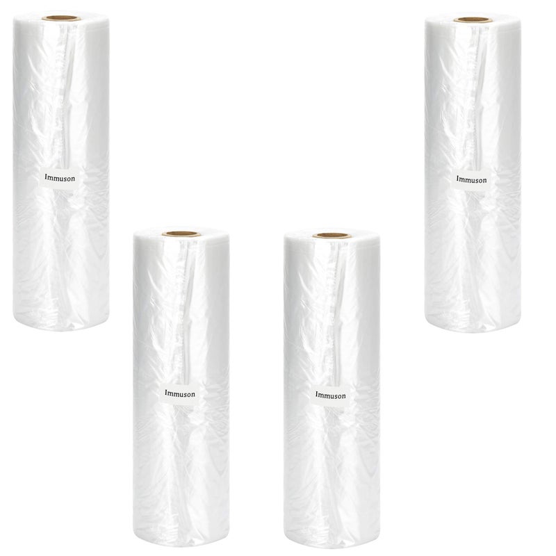 Immuson Food Storage Bag 12 x 20 Plastic Produce Bag on a Roll Fruits Vegetable Bread Food Storage Clear Bag 4 Rolls1400 Bags