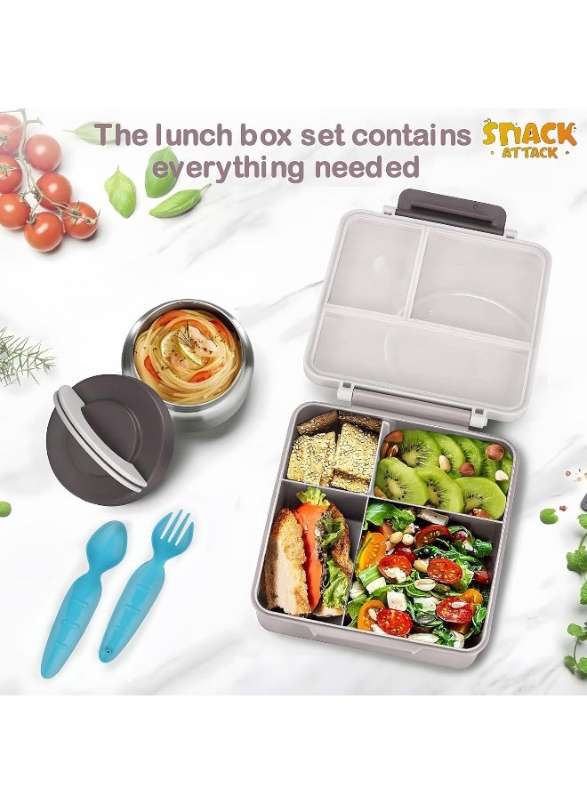 Snack attack Bento Lunch Box for Kids school with 9.7oz Soup thermos, Leak-proof Lunch Containers with 5 Compartment, thermos Food Jar, Food Containers for School  - Image 5