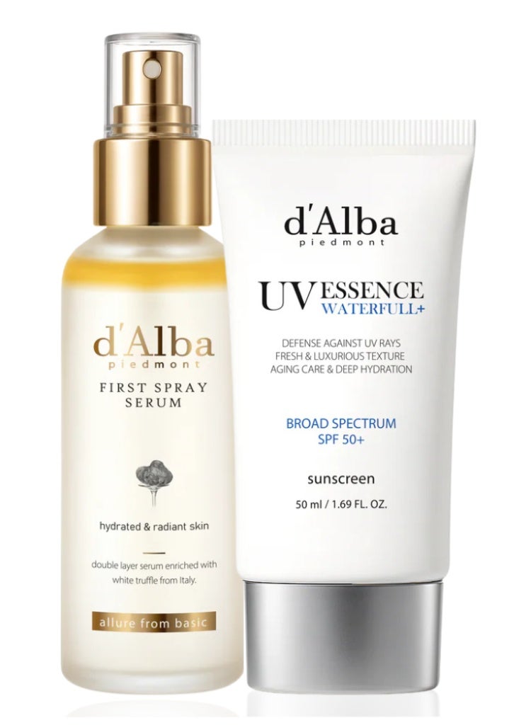 d'Alba d’Alba Piedmont First Spray Serum & UV Essence Waterfull+ Sunscreen Duo for Hydrated, Glowing Korean Skincare - Image 1