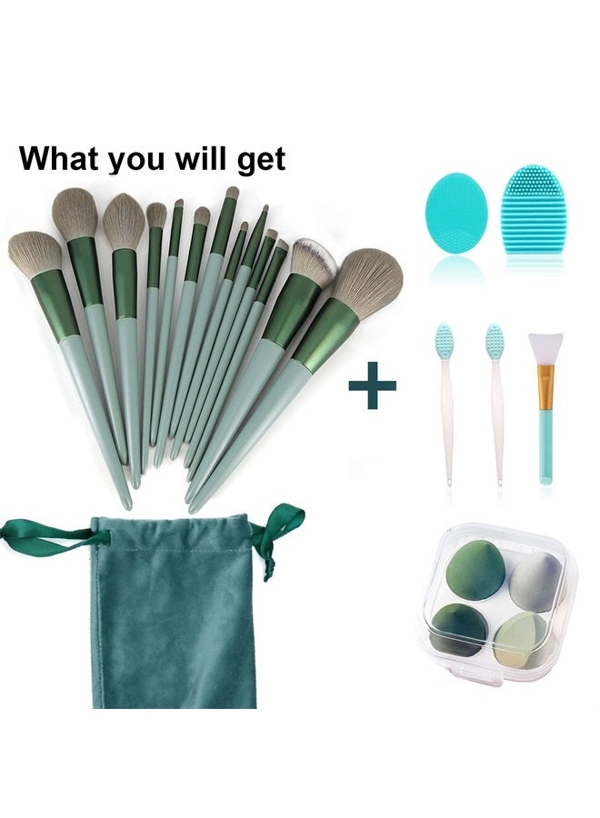 Koccido Makeup Brushes 22 Pcs Makeup Kit,Foundation Brush Eyeshadow Brush Make up Brushes Set (Green, 22 Piece Set Large) - Image 2