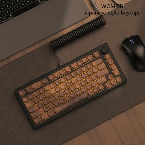 Womier PBT Keycaps - MOA Keycaps for Mechanical Keyboard 60 65 75 Percent, Wood Dye-Sublimation Japanese Custom Keyboard Key Cap Set for Cherry MX, Walnut - Image 4