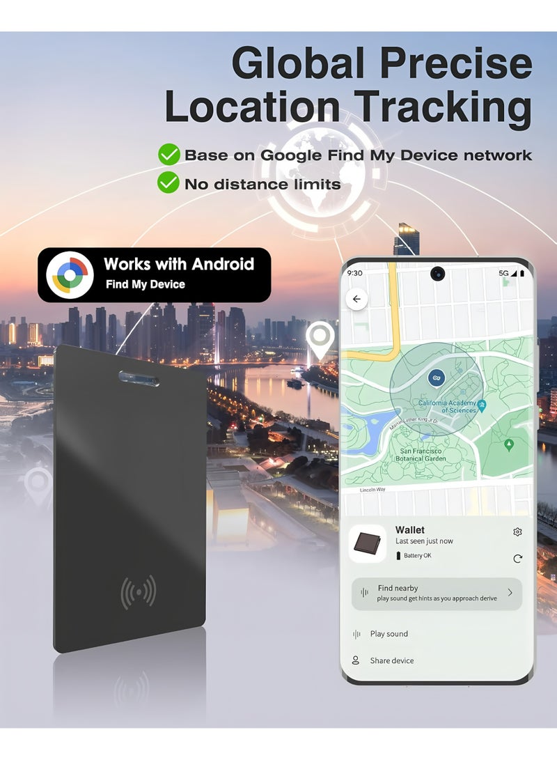 Flyview Android Tracking Card, Bluetooth Tracker for Android. Google Certified Wallet Finder/Item Locator Compatible with Google Find My Device App, Smart Tracking Card for Wallets, Keys, Backpack-Black - Image 3