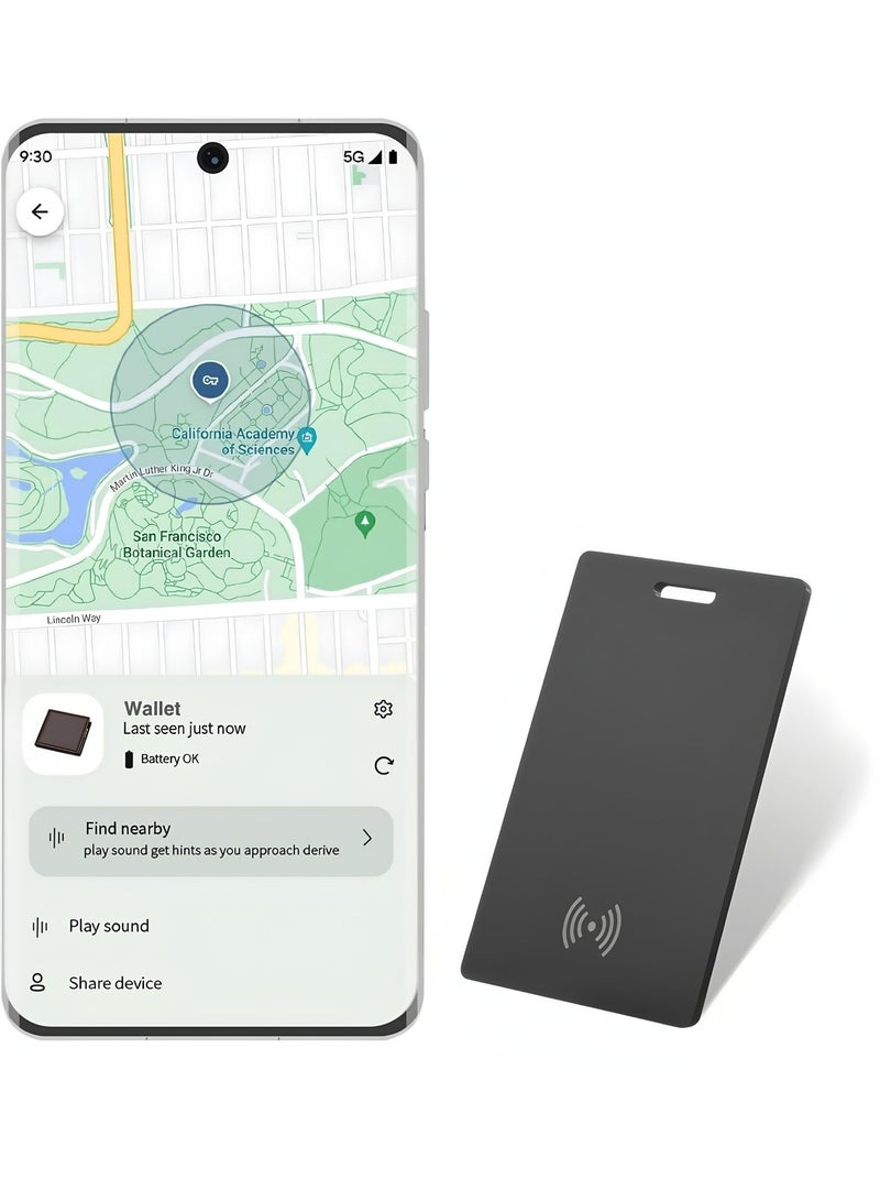 Flyview Android Tracking Card, Bluetooth Tracker for Android. Google Certified Wallet Finder/Item Locator Compatible with Google Find My Device App, Smart Tracking Card for Wallets, Keys, Backpack-Black - Image 1