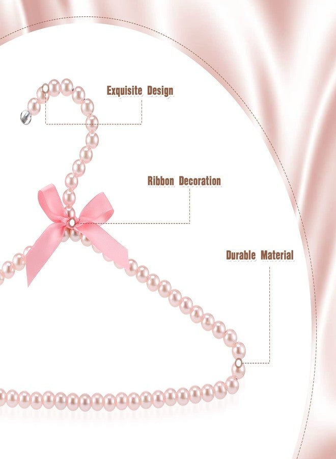 Threan Pearl Beaded Clothes Hanger Mini Pearl Beads Small Metal Clothes Hangers with Ribbon Standard for Kids Baby Children Pet Dog(Pink,6 Pcs) - Image 3