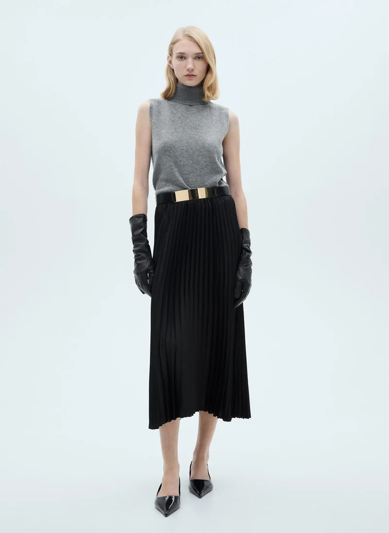 MANGO Straight Pleated Skirt