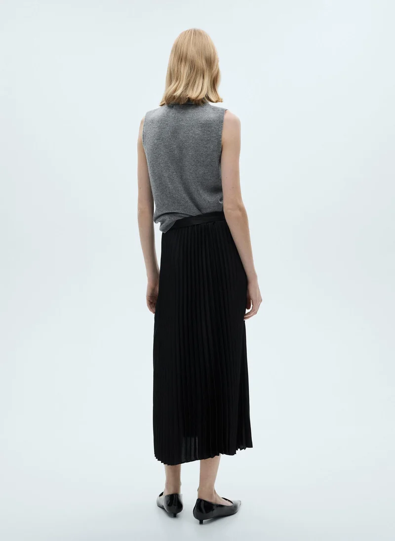 MANGO Straight Pleated Skirt