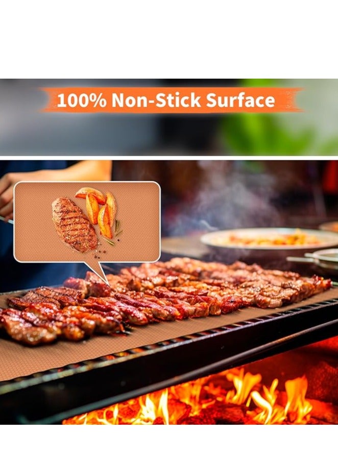 5-Pack Fiberglass Grill Mats - Heat-Resistant, Food-Safe 33x40cm BBQ Accessories | Prevents Food Falling, Easy Clean & Reusable (0.2mm Thick, Antique Bronze) - Image 4