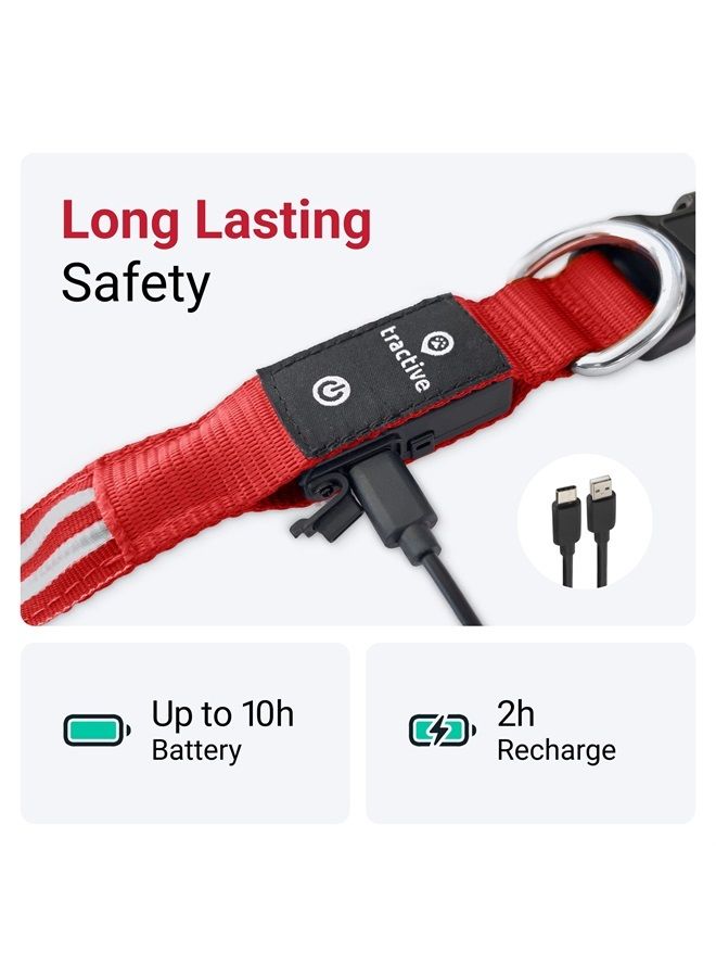 Tractive LED Light Up Dog Collar USB Rechargeable Waterproof (Red) - Image 3