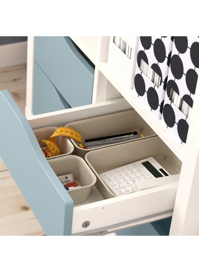 IKEA (IKEA) وحدة رفوف بأربعة أدراج، لون أبيض/رمادي فاتح مائل للأزرق، بتصميم مموج، 77×77 سم - Image 3
