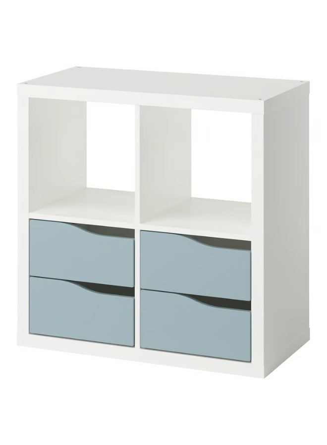 IKEA (IKEA) وحدة رفوف بأربعة أدراج، لون أبيض/رمادي فاتح مائل للأزرق، بتصميم مموج، 77×77 سم - Image 1