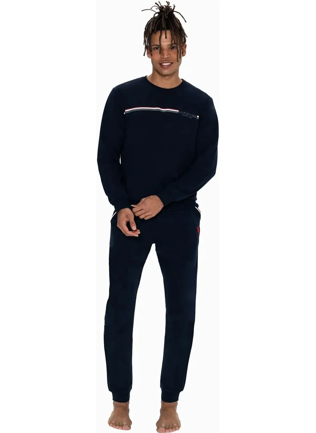 U.S. Polo Assn. 18921 Men's Long Sleeve Crew Neck Casual Home Wear-Navy Blue