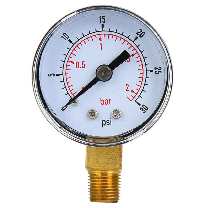 Mechanical Pressure Gauge 0 30psi 0 2bar Dual Scale Metal Casing For Air Oil Water - Image 1