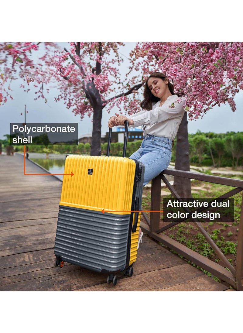 nasher miles Nasher Miles Istanbul Hard-Sided ABS and PC Check-in Luggage 28 inch | 75cm | 8 Wheels Large Trolley Bag for Travel | Suitcase (Yellow Grey)  - Image 3