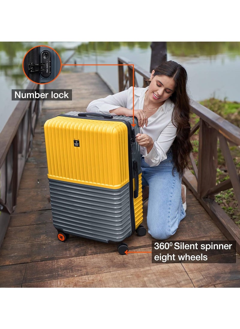 nasher miles Nasher Miles Istanbul Hard-Sided ABS and PC Check-in Luggage 28 inch | 75cm | 8 Wheels Large Trolley Bag for Travel | Suitcase (Yellow Grey)  - Image 4