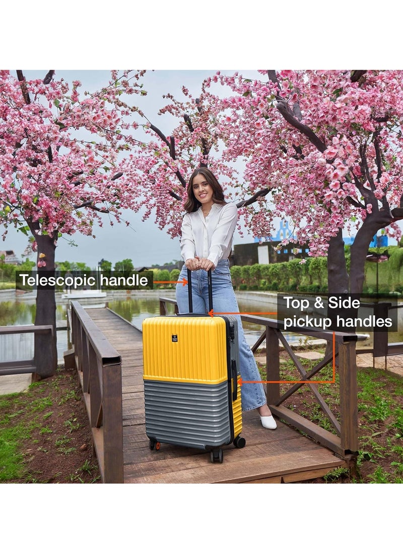 nasher miles Nasher Miles Istanbul Hard-Sided ABS and PC Check-in Luggage 28 inch | 75cm | 8 Wheels Large Trolley Bag for Travel | Suitcase (Yellow Grey)  - Image 5