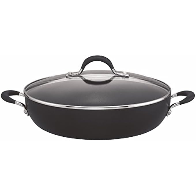 سركيولن طبق طجن Momentum الضحل مع غطاء بطول 30 سم من الموقد إلى الفرن أطباق طاجن الفرن غسالة صحون صحون آمن لأدوات طبخ معدنية آمنة ومعداة متينة مقلاة سوداء - Image 1